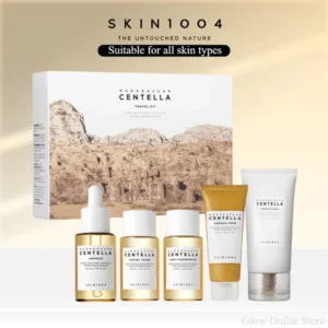 SKIN1004 مجموعة سفر مدغشقر كينتيللا، تونر، أمبولة، كريم مهدئ، زيت تنظيف، رغوة أمبولة، العناية الأساسية بالبشرة صغيرة 5 قطع